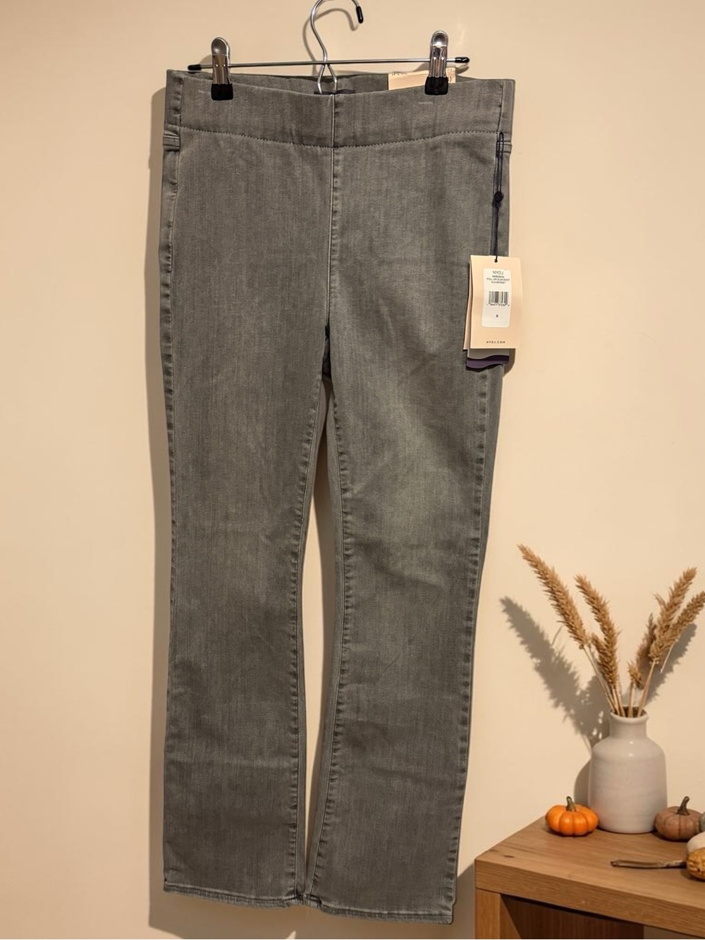 NWT NYDJ Pull-On Slim Bootcut Jeans Gray Stretch Denim Size Small